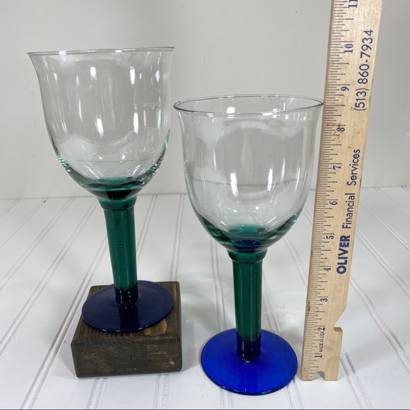 Vintage Blue & Green Wine Wine glasses - Picture 4 of 6